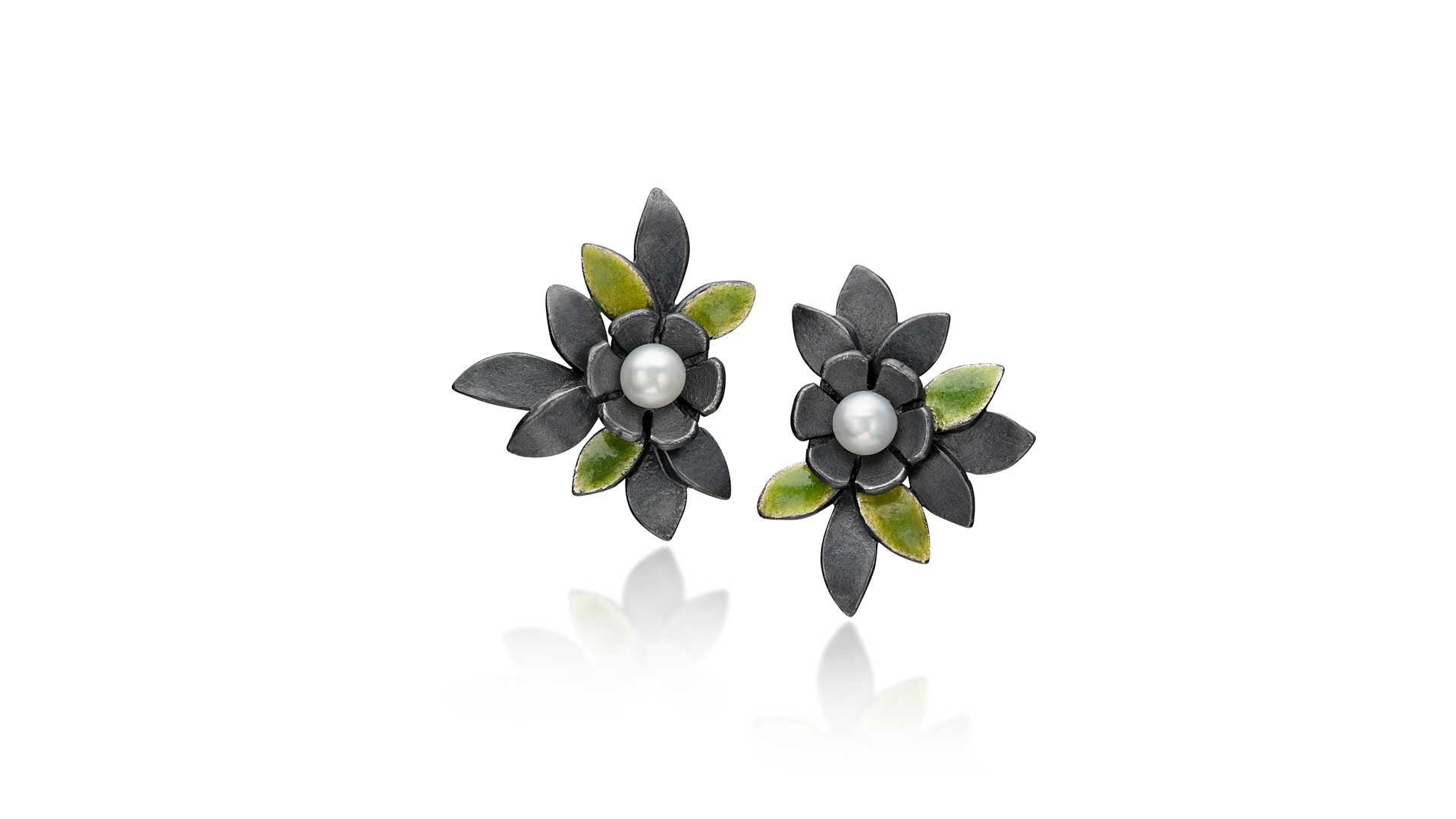 Black Garden Stud Earrings